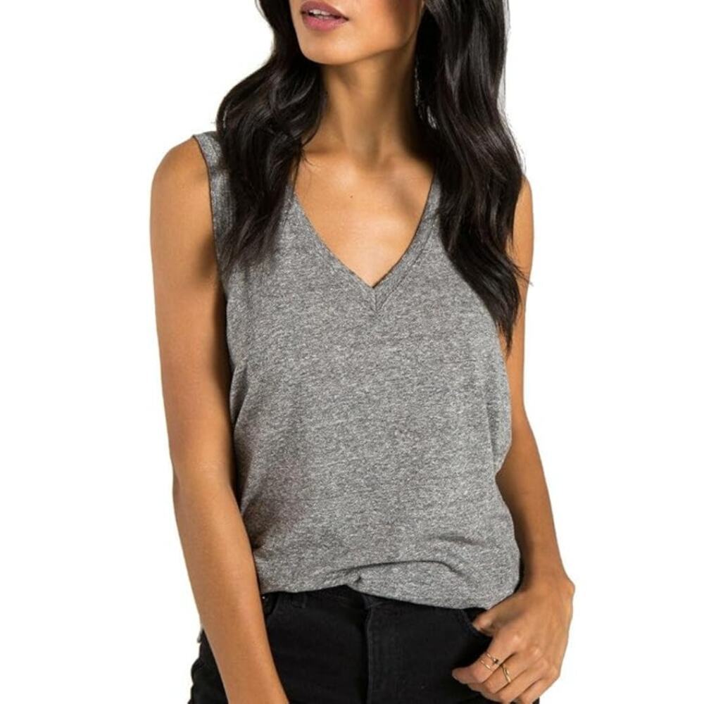 n:Philantrophy Large Lola V Cooper Tank Heather Gray Cotton Blend Sleeveless